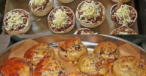 Champignons gefüllt mit Gouda und Hackfleisch